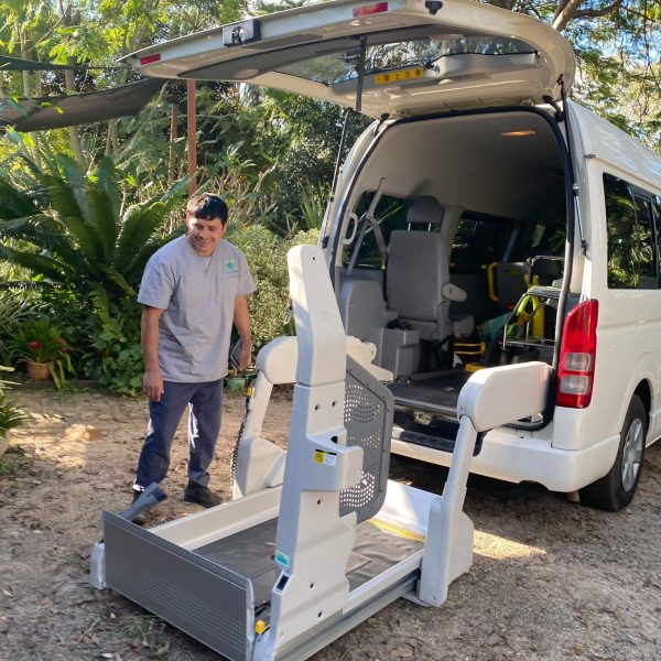 NDIS worker using mobility vehicle for transportation in Brisbane